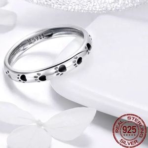 925 Sterling Silver Dog / Cat Paw Print Ring